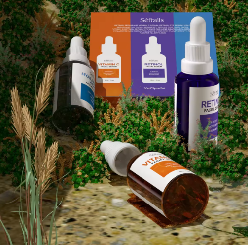 Conjunto de Suero Hidratante, Vitamina C, Ácido Hialurónico Y Retinol. SON SEIS PIEZAS EN TOTAL DOS DE CADA UNA.