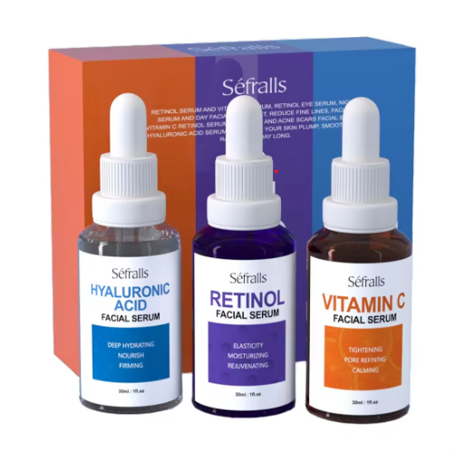 Conjunto de Suero Hidratante, Vitamina C, Ácido Hialurónico Y Retinol.