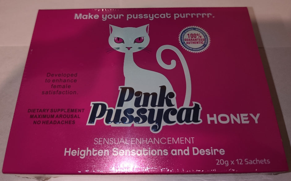 MIEL PINK PUSSYCAT PARA MUJERES, caja con 12 sobres de 20 gramos.